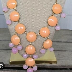 J. Crew Peach and Lilac Cluster Bib Necklace